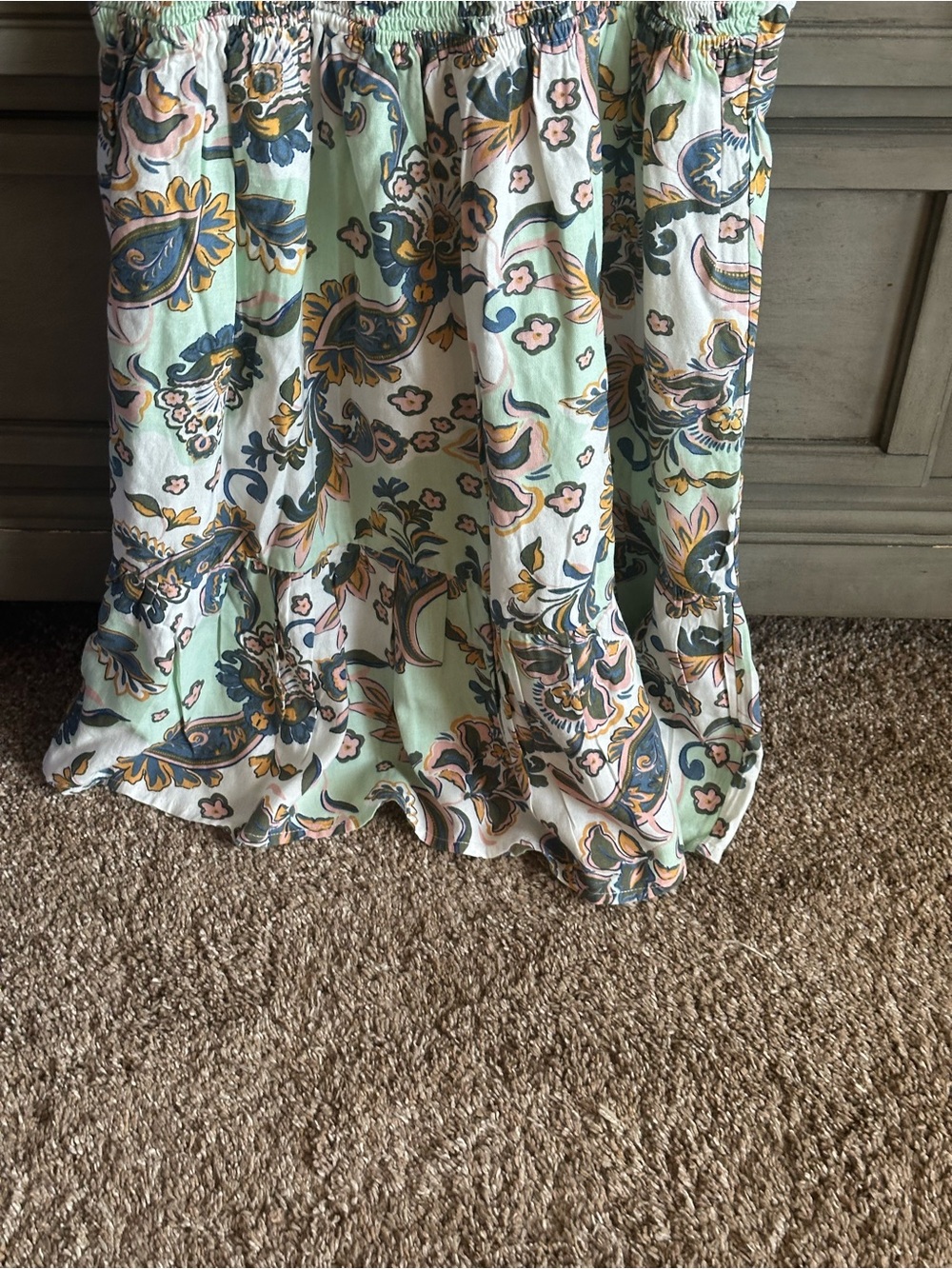 Roxy Palmy Days Mint Paisley V-Neck Ruffle Sleeve Mini Dress. Size Large - Picture 12 of 16